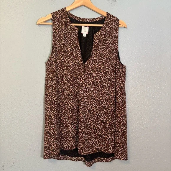 Hatch x J. Crew Maternity Pink Black Floral Sleeveless V Neck Blouse Medium Larg - Picture 2 of 9